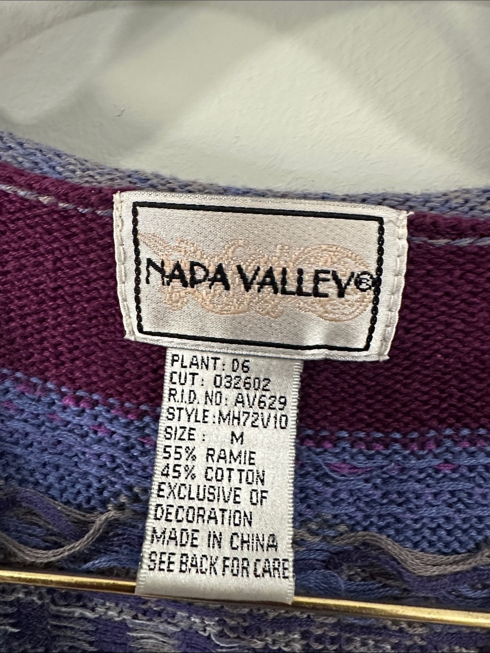 Napa Valley Women's Purple Patterned Zip Vest Sweater Ramie/cotton blend - Picture 2 of 9